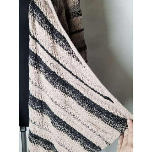 Catherines Size 2X Tan Black Striped Cascade 3/4 Sleeve‎ Open Front Cardigan - Picture 3 of 10